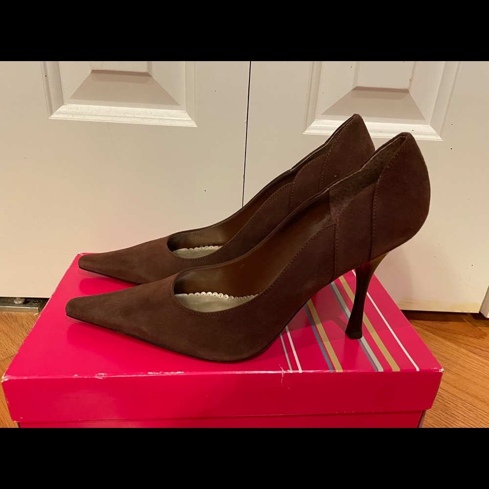BCBGirls Chocolate Brown Suede Heels